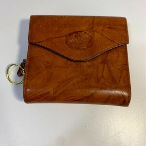 Buxton Brown Cowhide Leather Exterior Logo Vtg Women's Small Wallet Coin Purse